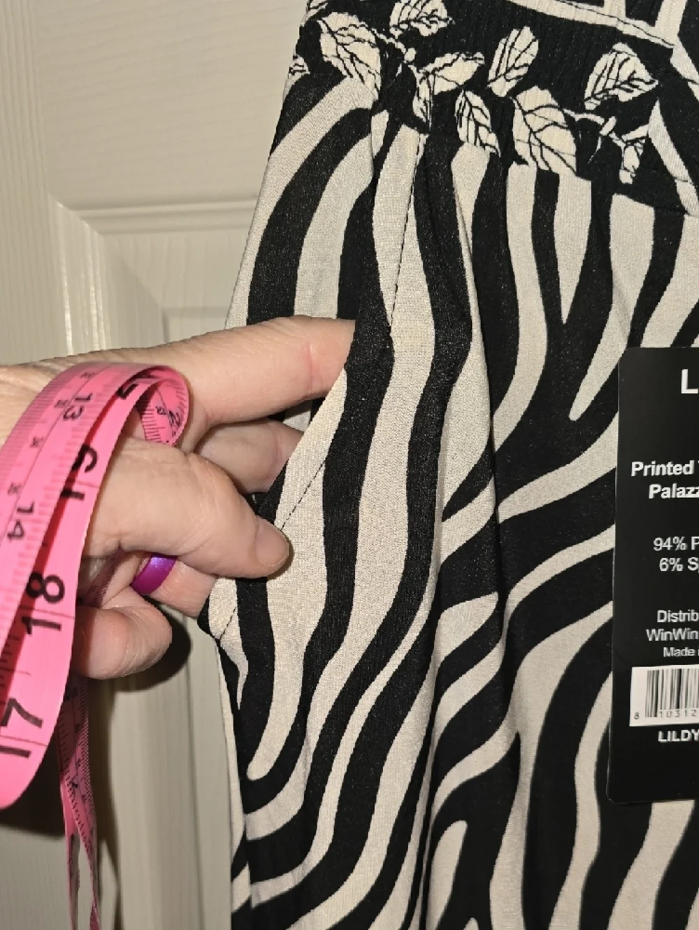 Wide Leg Zebra Print Pants - Black & White‎
